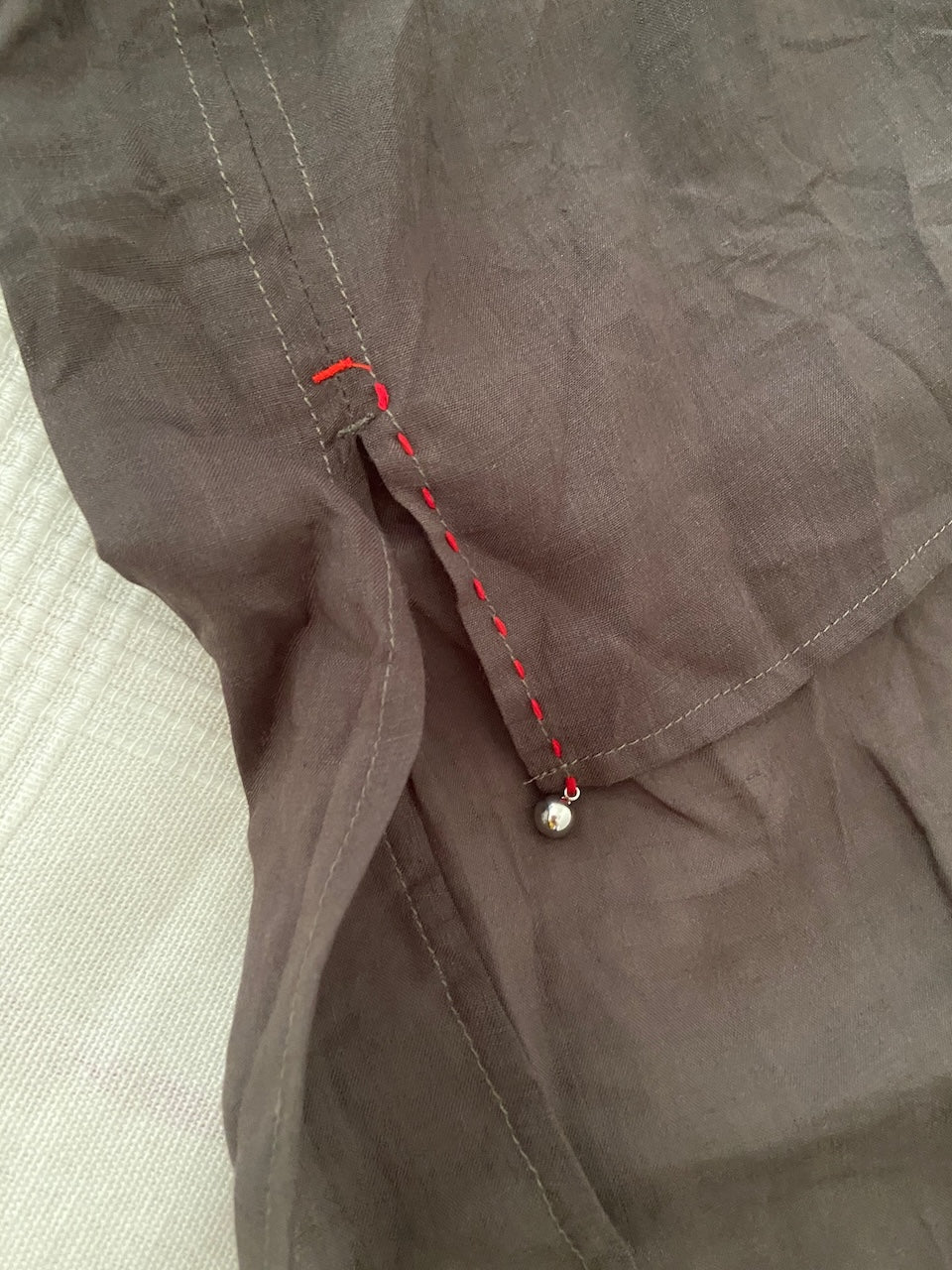 Double Layered Ramie Pants in Dark Brown