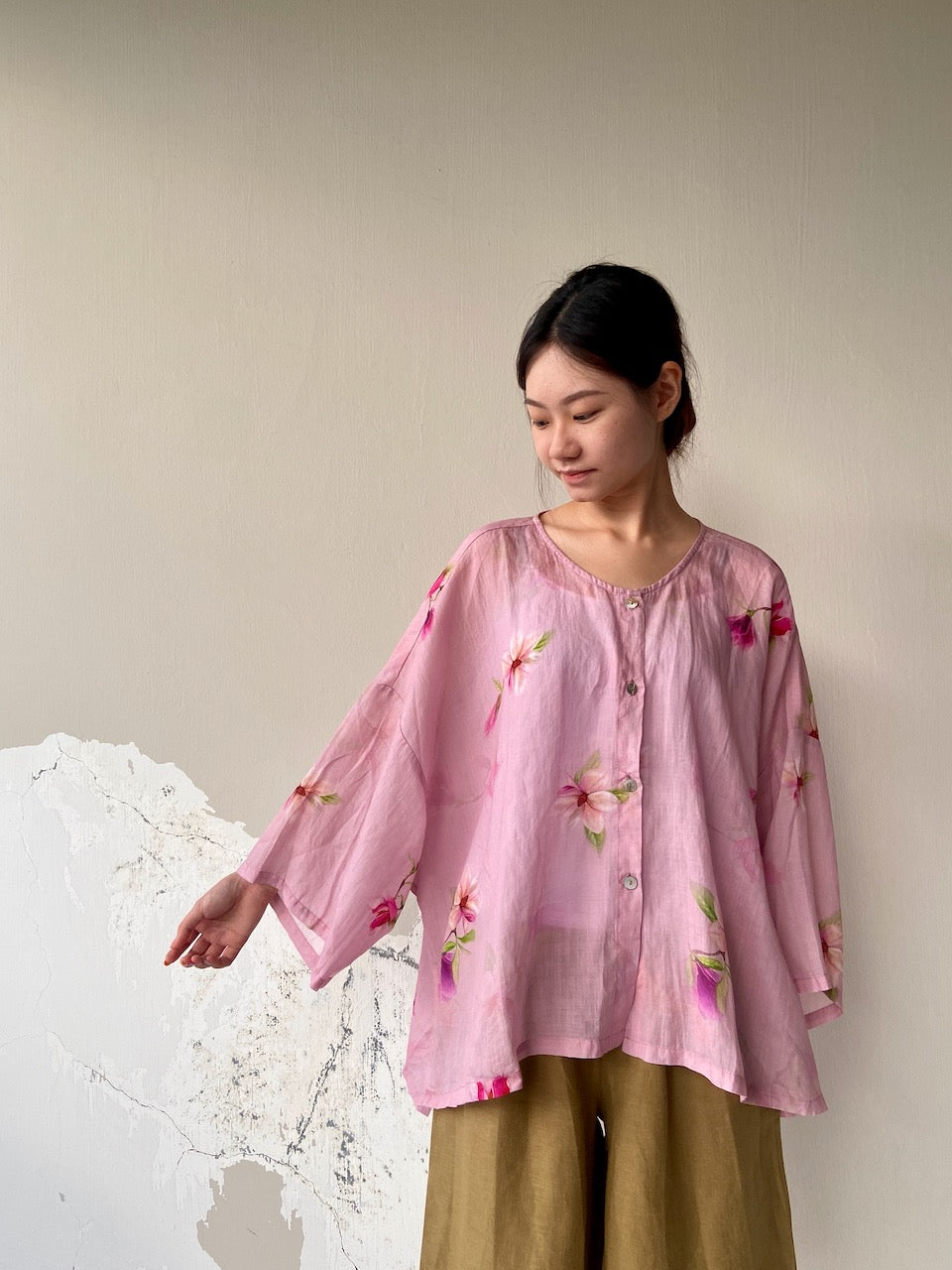 Pink Magnolia Drop Sleeve Shirt