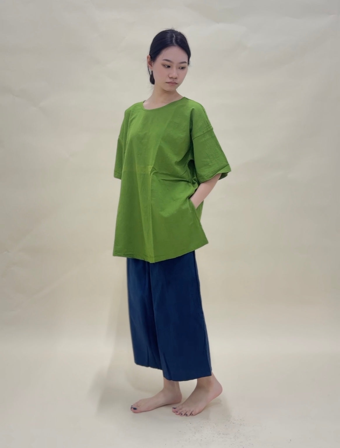 Hand Dyed Long Top in Green