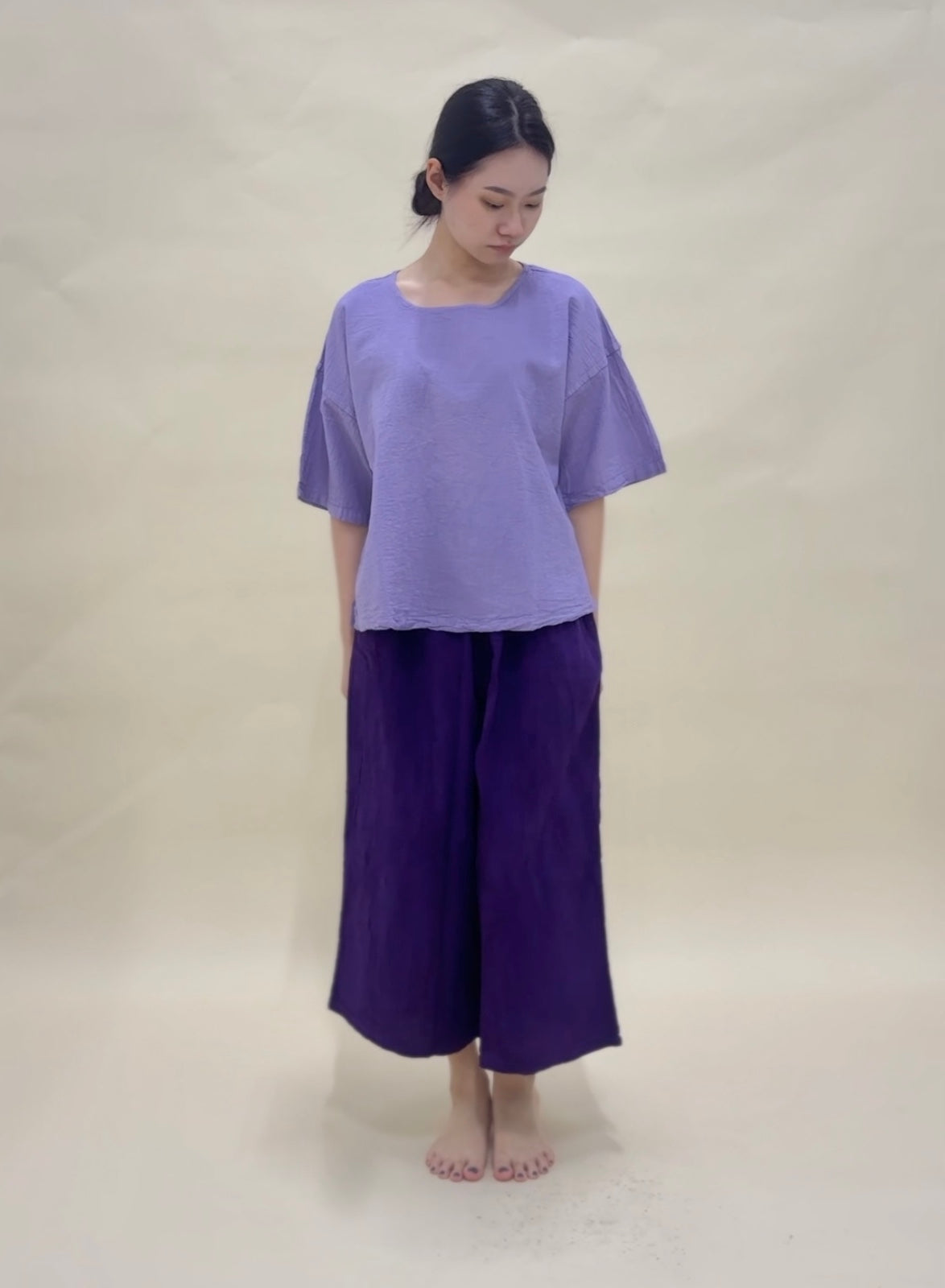 Hand Dyed Farmer's Pants in Dark Purple