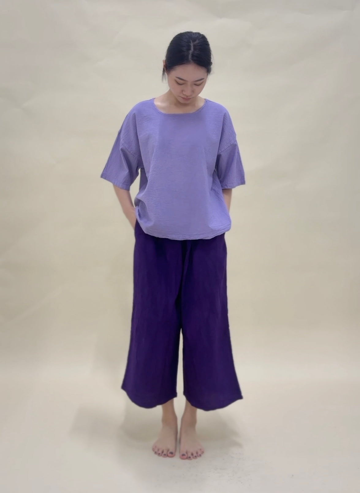 Hand Dyed Farmer's Pants in Dark Purple