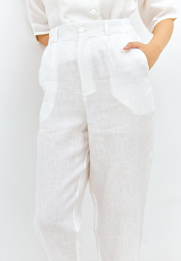 Linen Tapered Pants in White