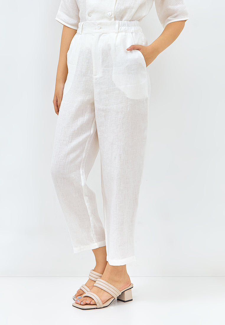 Linen Tapered Pants in White