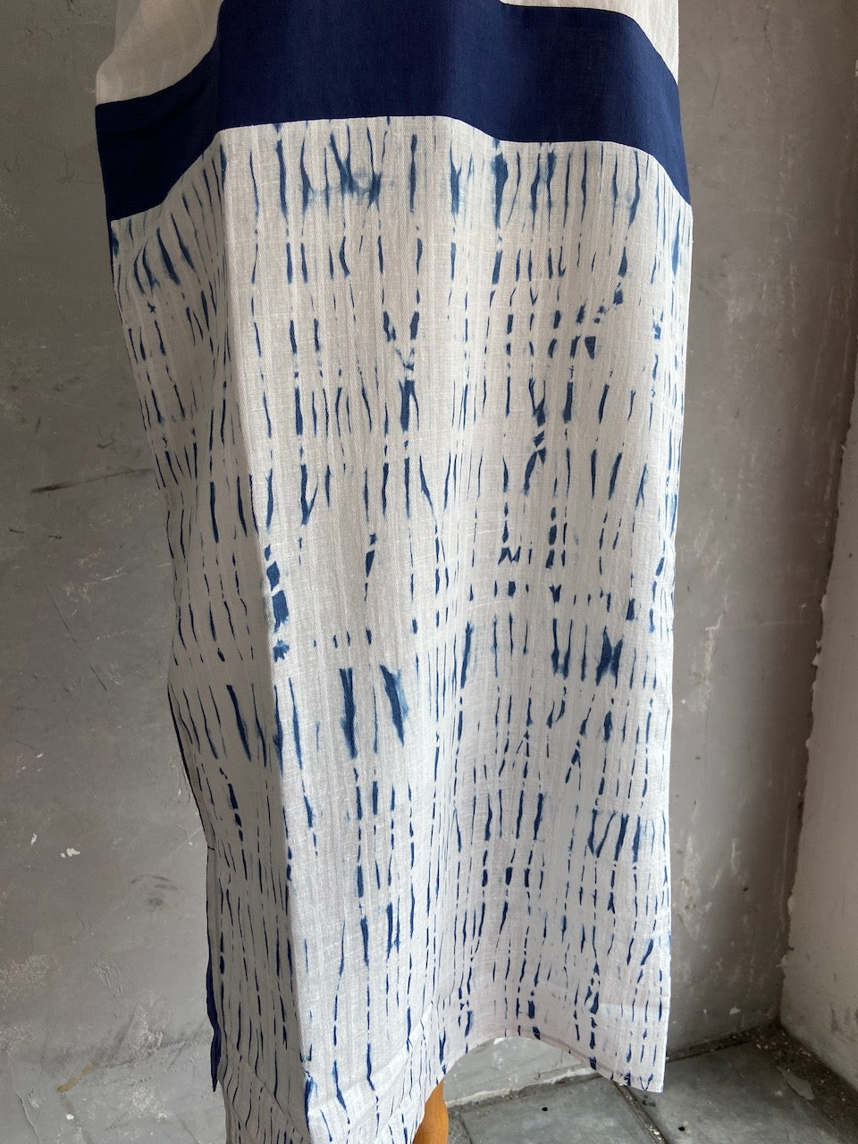 Shibori Naturally Dyed Kimono Dress - Broken Lines