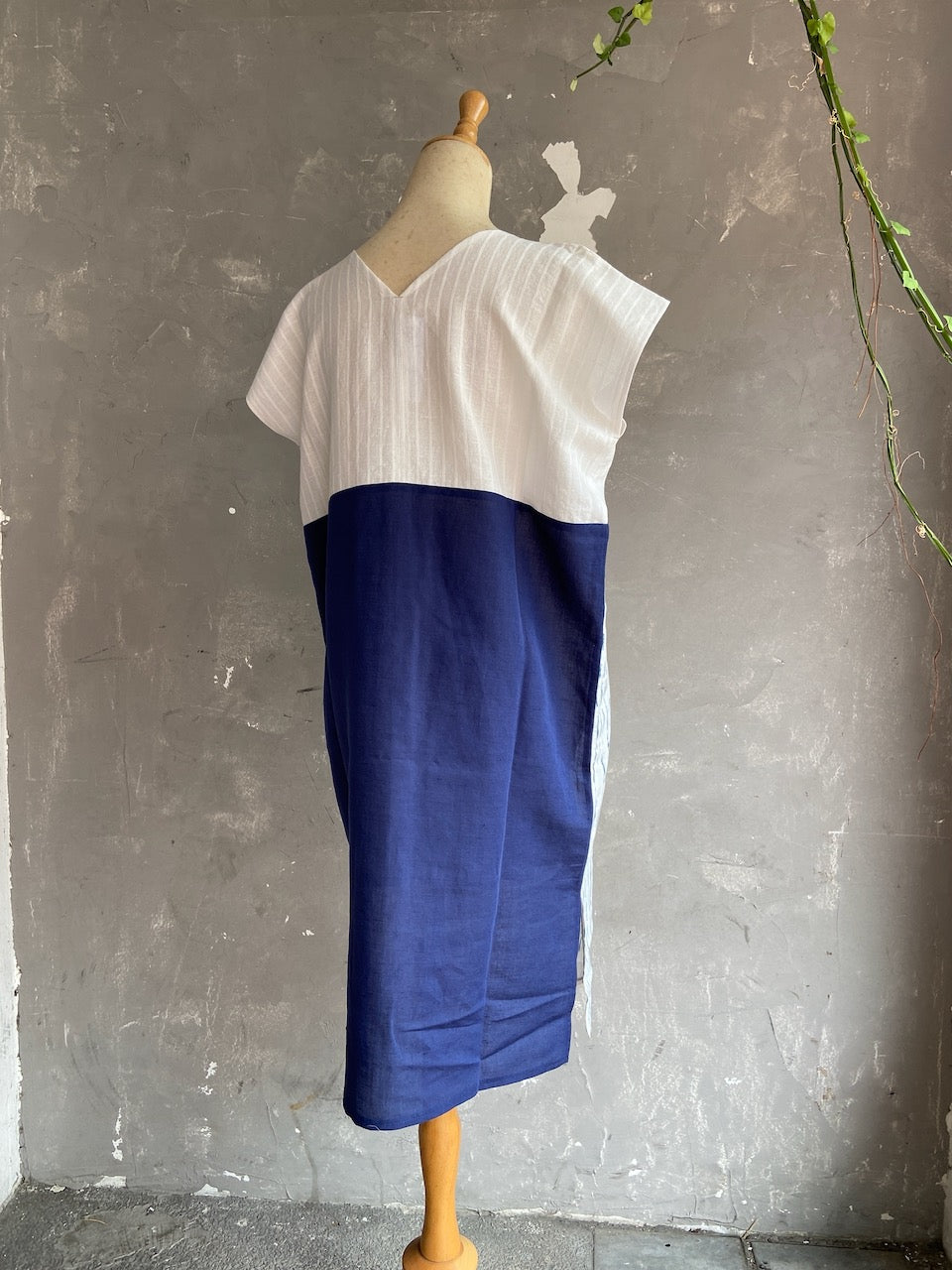 Shibori Naturally Dyed Kimono Dress - Broken Lines
