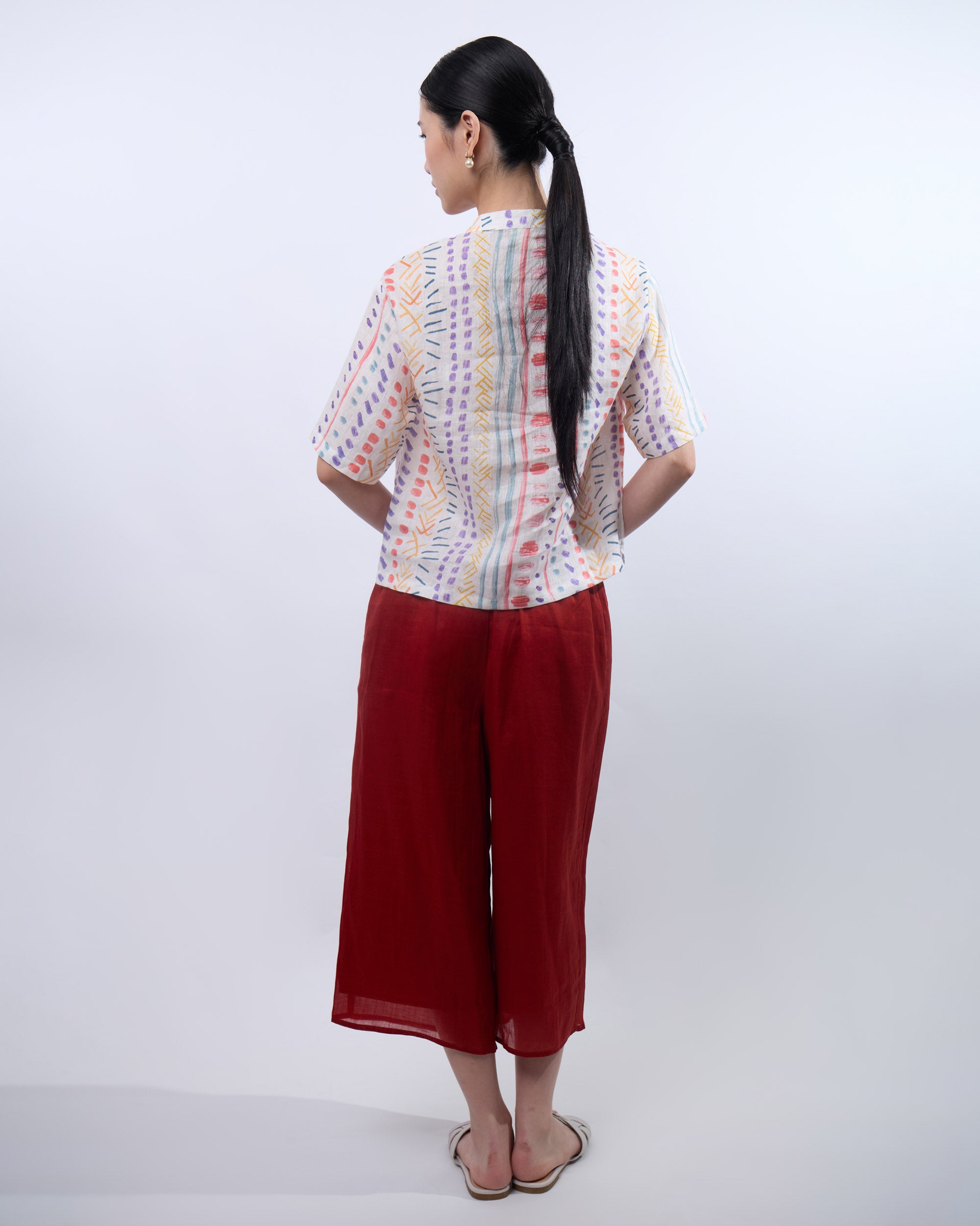 Short Sleeve Linen Cheongsam Qipao Top in Multi Colours