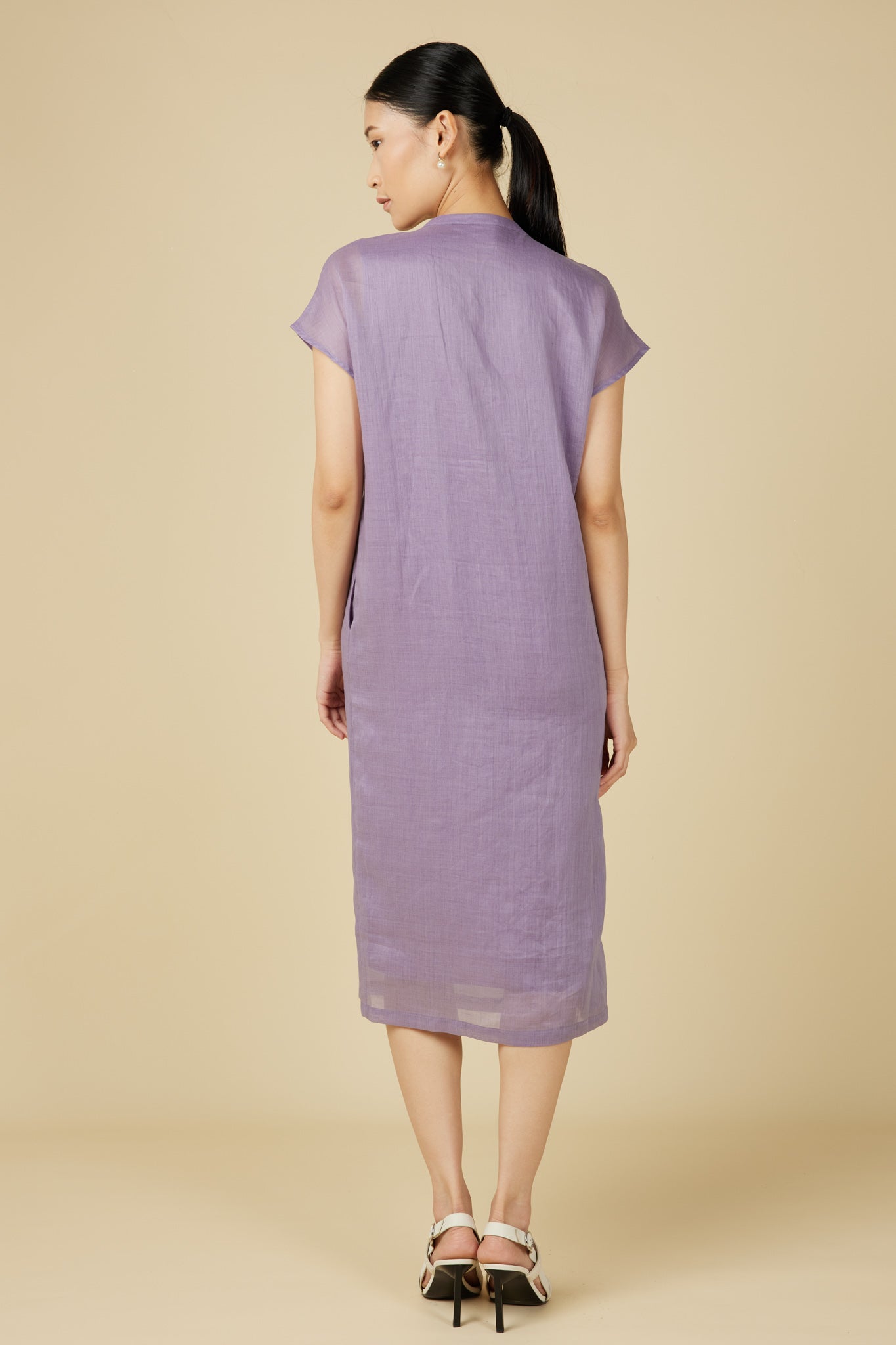 Minimalist Cheongsam Dress in Purple