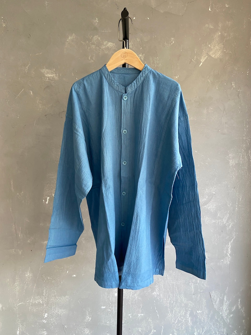 Hand-dyed Button Shirt - Long Sleeve (Light blue #21)