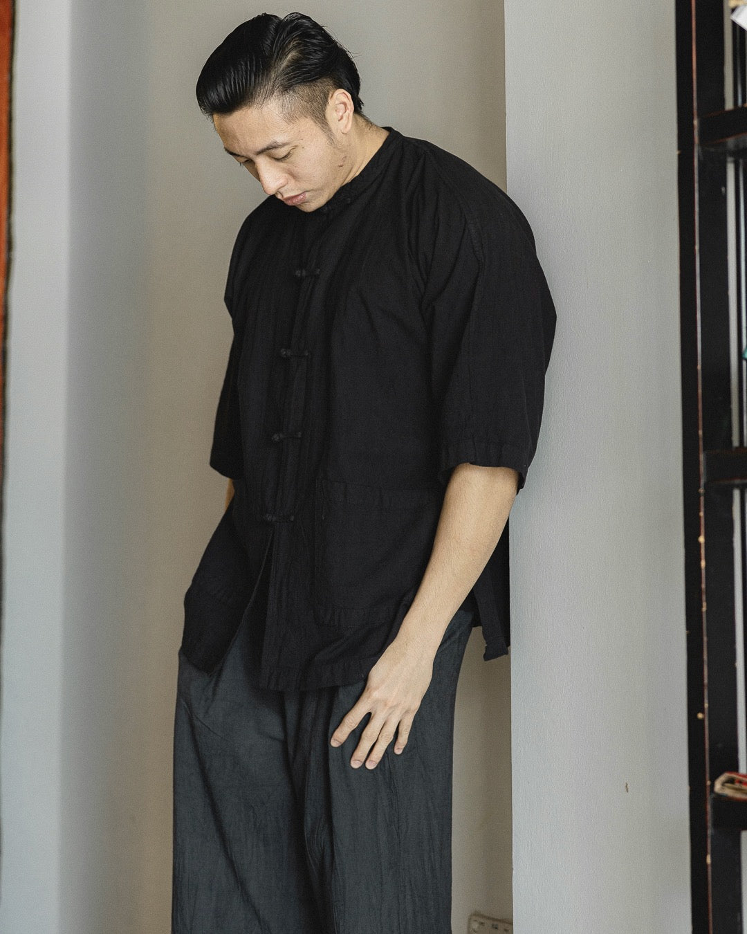 Hand-dyed Chinese Button Jacket (Black)