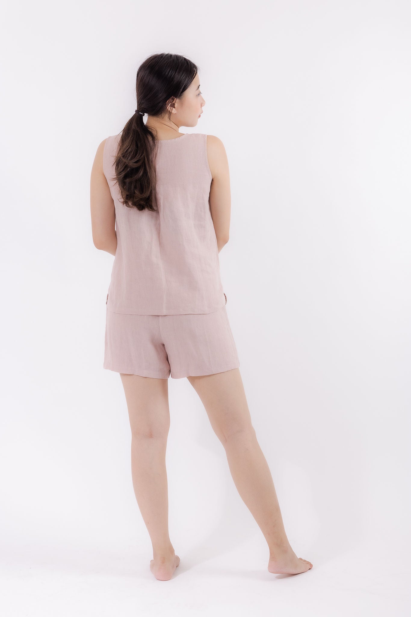 Linen Sleeveless Top in Dusty Pink