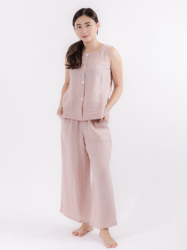 Linen Sleeveless Top in Dusty Pink