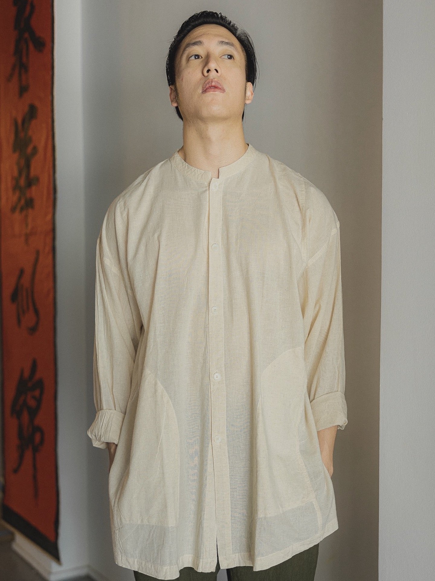 Hand-dyed Button Shirt - Long Sleeve (Off White)
